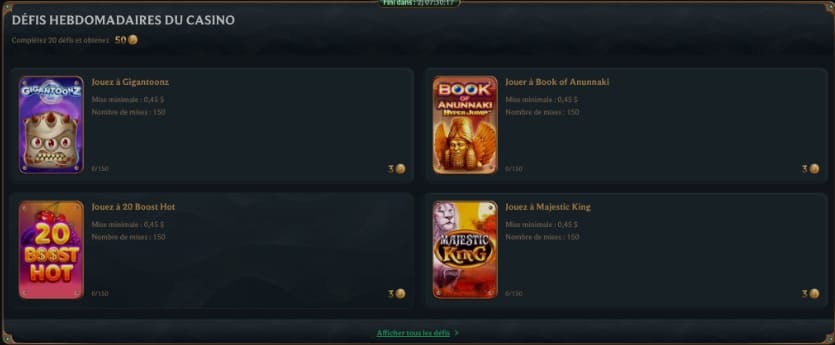 Talismania Casino Defis Hebdomadaires